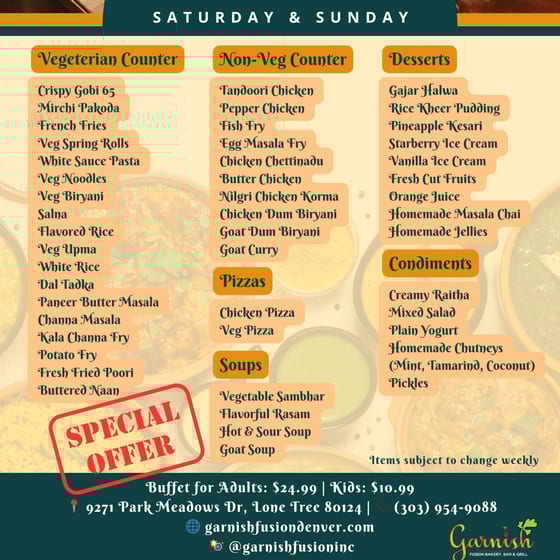 Weekend Buffet Hours and Pricing